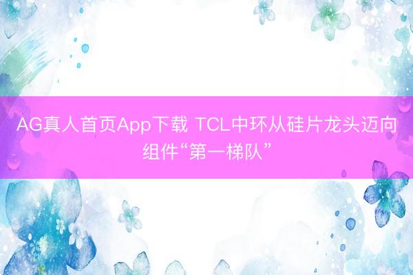 AG真人首页App下载 TCL中环从硅片龙头迈向组件“第一梯队”