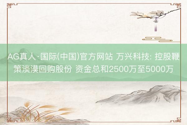 AG真人·国际(中国)官方网站 万兴科技: 控股鞭策淡漠回购股份 资金总和2500万至5000万