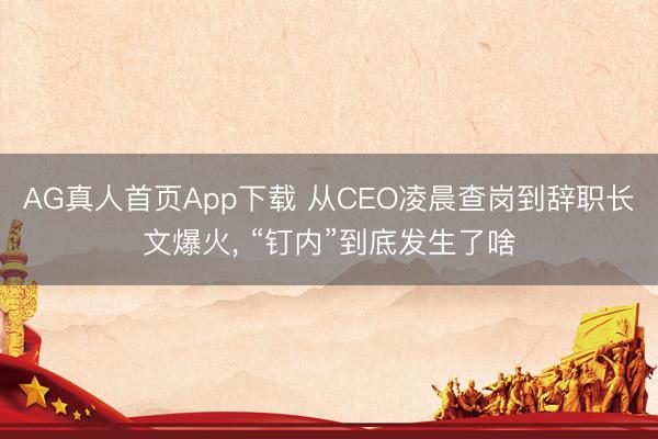 AG真人首页App下载 从CEO凌晨查岗到辞职长文爆火， “钉内”到底发生了啥