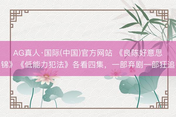 AG真人·国际(中国)官方网站 《良陈好意思锦》《低能力犯法》各看四集，一部弃剧一部狂追