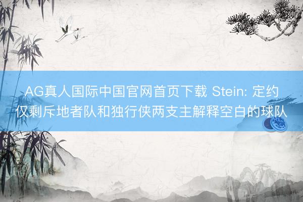 AG真人国际中国官网首页下载 Stein: 定约仅剩斥地者队和独行侠两支主解释空白的球队
